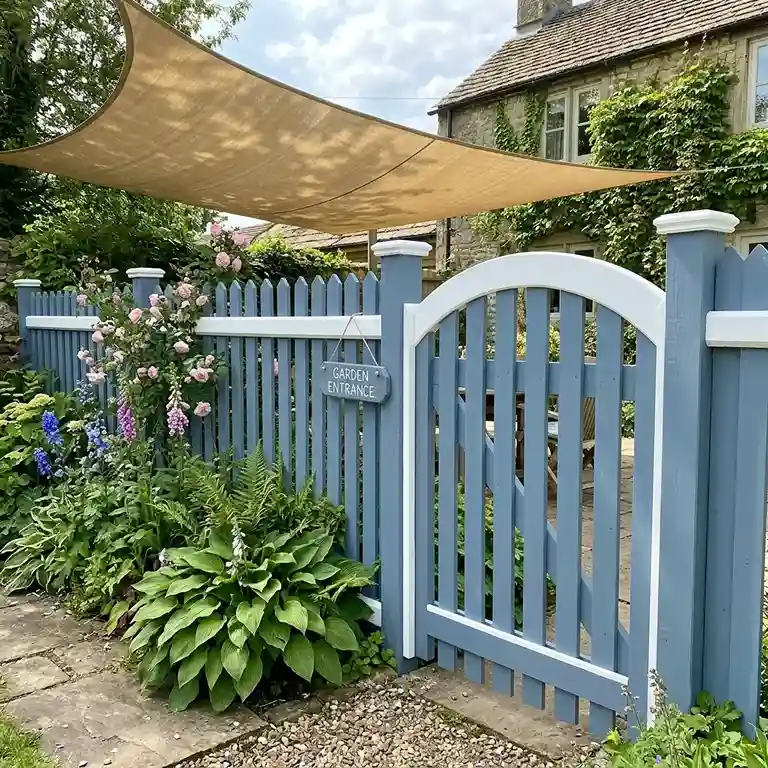 32. Chalk Blue Fence with White Trim
