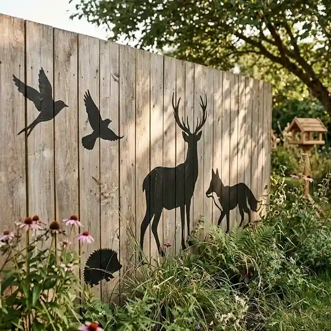 34. Painted Wildlife Silhouette Fence