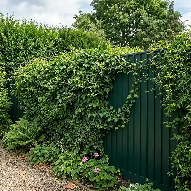 36. Dark Green with Climbing Plants Backdrop