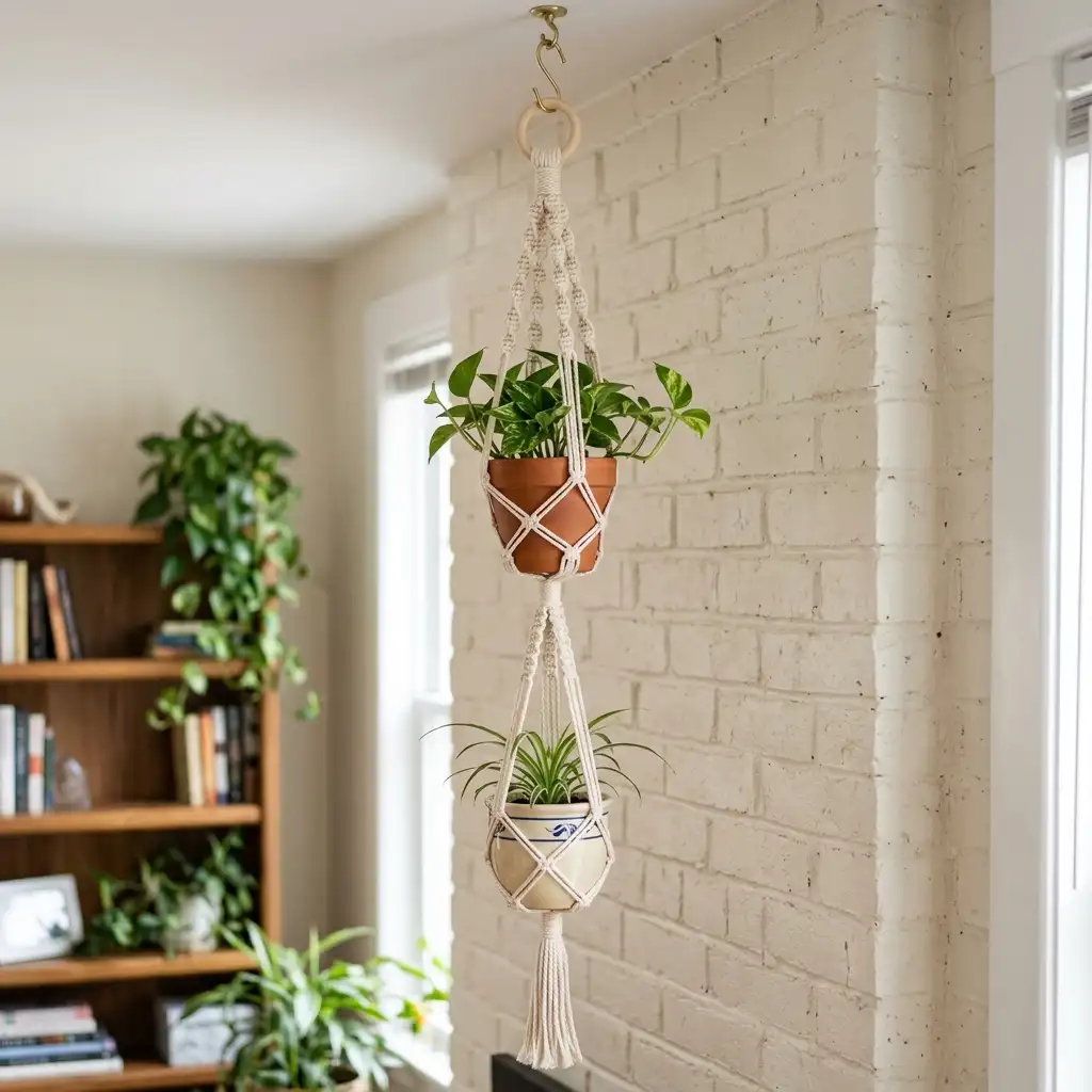 13. Double Pot Macrame Hanger Pattern