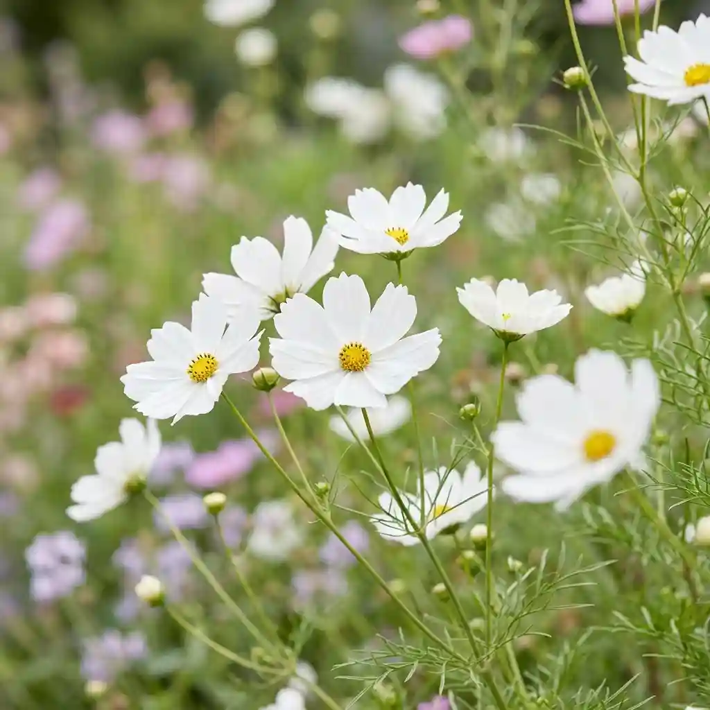 14. White Cosmos Cosmos bipinnatus