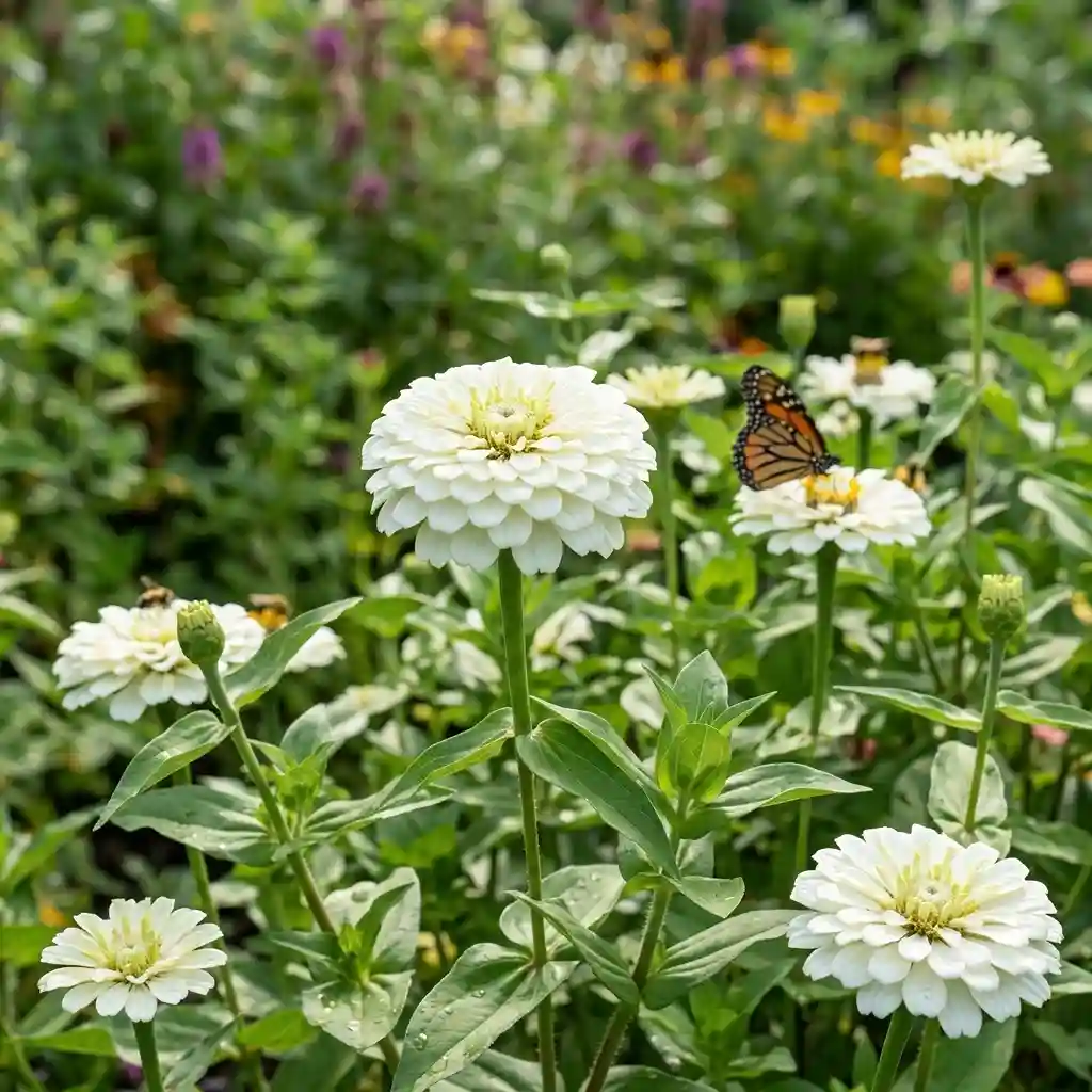 15. White Zinnia Zinnia elegans