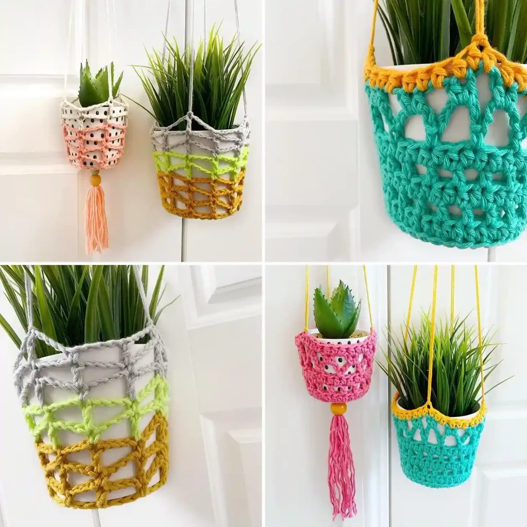 18. Mini Crochet Plant Hanger for Succulents