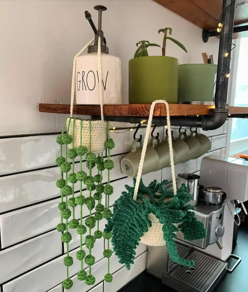 20. Crochet Plant Hanger with Beads