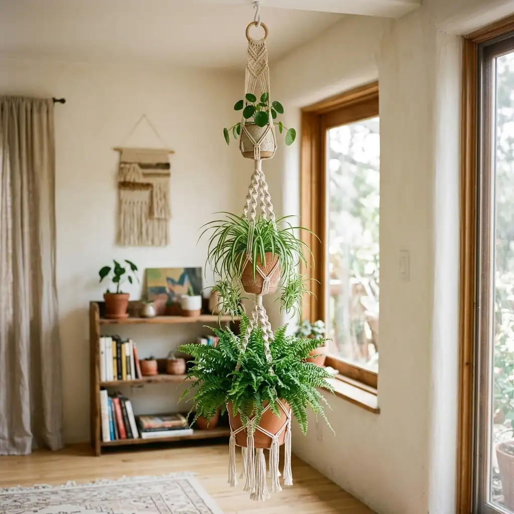 20. Triple Tier Macrame Plant Hanger