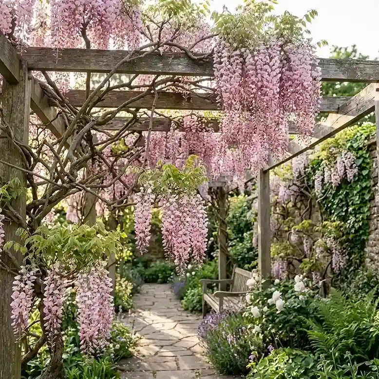 24. Pink Wisteria Wisteria floribunda Rosea